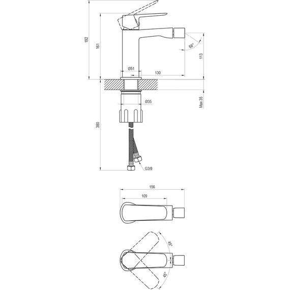 Смеситель для биде Ravak LF 056.20BL X070481, чёрный - фото 2