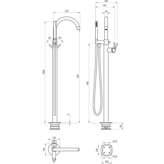 Смеситель для ванны напольный Ravak ES 080.60RGB X070503, розовое золото - фото 3