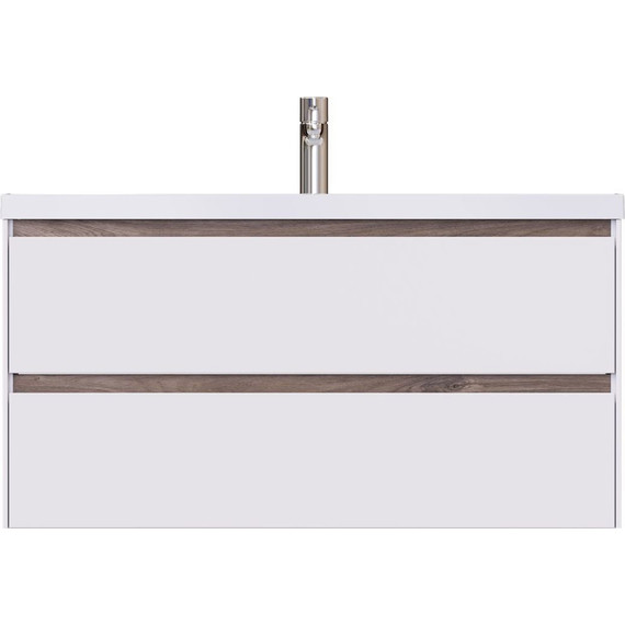 Тумба подвесная с раковиной Mirsant Grand 100 см (раковина Style 100), белый глянцевый - фото 3