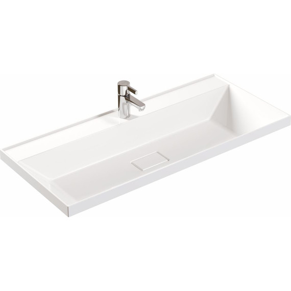 Тумба подвесная с раковиной Mirsant Grand 100 см (раковина Style 100), белый глянцевый - фото 8