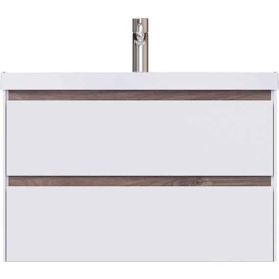 Тумба подвесная с раковиной Mirsant Grand 80 см (раковина Style 80), белый глянцевый - фото 3