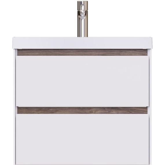 Тумба подвесная с раковиной Mirsant Grand 60 см (раковина Style 60), белый глянцевый - фото 3