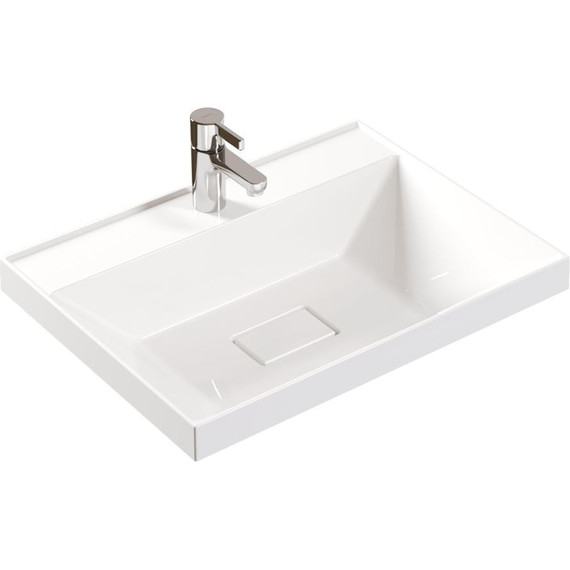 Тумба подвесная с раковиной Mirsant Grand 60 см (раковина Style 60), белый глянцевый - фото 6