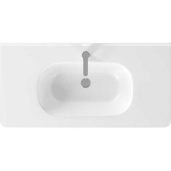 Тумба подвесная с раковиной Mirsant Savag 100 см (раковина Astra 100), белый глянцевый - фото 4