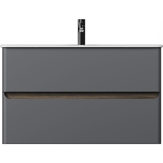 Тумба подвесная с раковиной Mirsant Savag 100 см (раковина Astra 100), серый матовый - фото 2