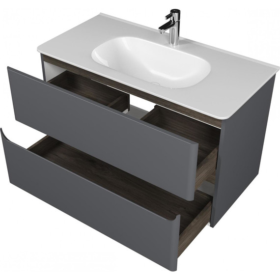 Тумба подвесная с раковиной Mirsant Savag 100 см (раковина Astra 100), серый матовый - фото 3