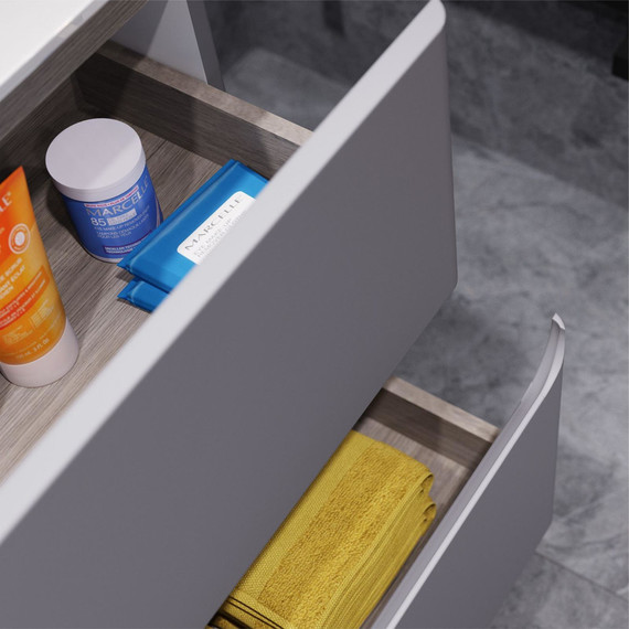 Тумба подвесная с раковиной Mirsant Savag 100 см (раковина Astra 100), серый матовый - фото 7