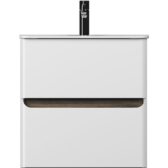 Тумба подвесная с раковиной Mirsant Savag 60 см (раковина Astra 60), белый глянцевый - фото 2