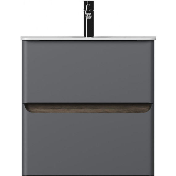 Тумба подвесная с раковиной Mirsant Savag 60 см (раковина Astra 60), серый матовый - фото 2