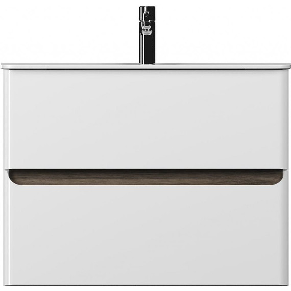 Тумба подвесная с раковиной Mirsant Savag 80 см (раковина Astra 80), белый глянцевый - фото 2