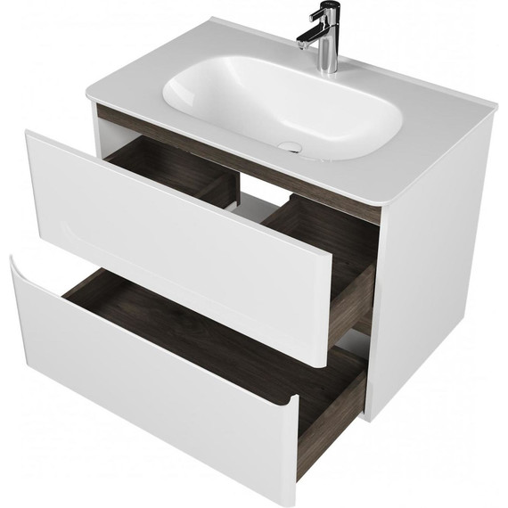 Тумба подвесная с раковиной Mirsant Savag 80 см (раковина Astra 80), белый матовый - фото 3