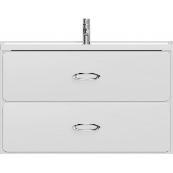 Тумба подвесная с раковиной Mirsant Viva 100 см (раковина Conte 100), белый глянцевый - фото 2