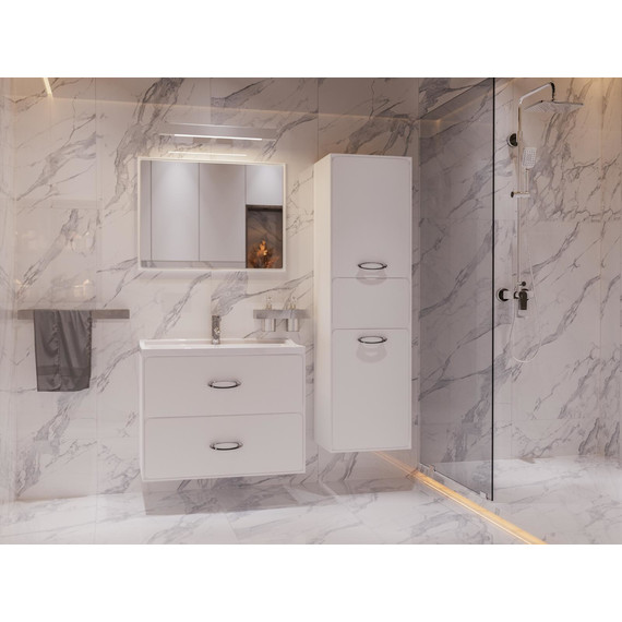 Тумба подвесная с раковиной Mirsant Viva 100 см (раковина Conte 100), белый глянцевый - фото 5