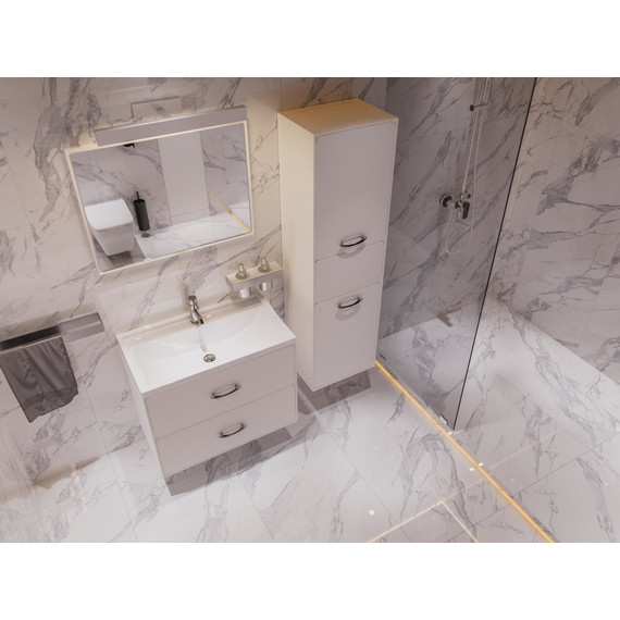 Тумба подвесная с раковиной Mirsant Viva 100 см (раковина Conte 100), белый глянцевый - фото 6