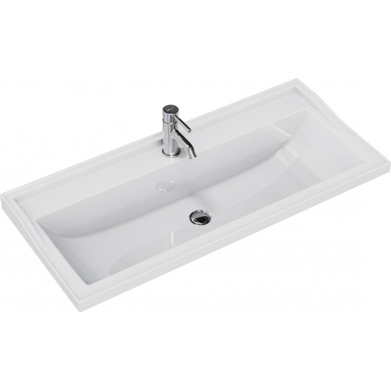 Тумба подвесная с раковиной Mirsant Viva 100 см (раковина Conte 100), белый глянцевый - фото 4