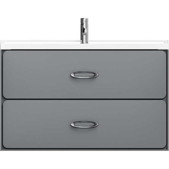 Тумба подвесная с раковиной Mirsant Viva 100 см (раковина Conte 100), серый матовый - фото 2