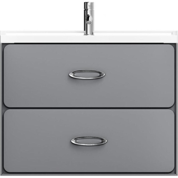 Тумба подвесная с раковиной Mirsant Viva 80 см (раковина Conte 80), серый матовый - фото 2