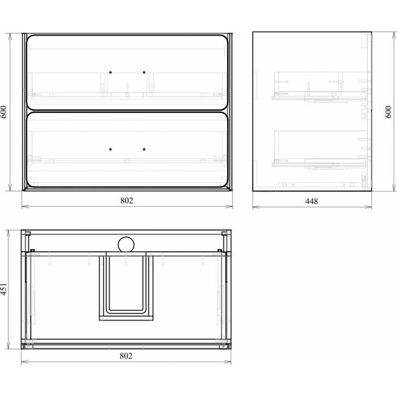 Тумба подвесная с раковиной Mirsant Viva 80 см (раковина Conte 80), серый матовый - фото 6