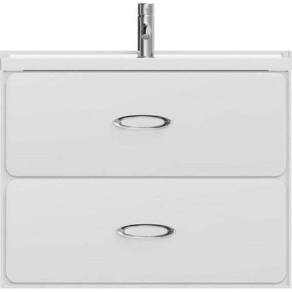 Тумба подвесная с раковиной Mirsant Viva 80 см (раковина Conte 80), белый глянцевый - фото 2