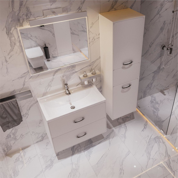 Пенал подвесной Mirsant Viva 45 см (универсальный), белый глянцевый - фото 5