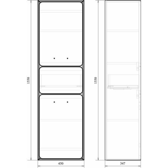 Пенал подвесной Mirsant Viva 45 см (универсальный), белый глянцевый - фото 7