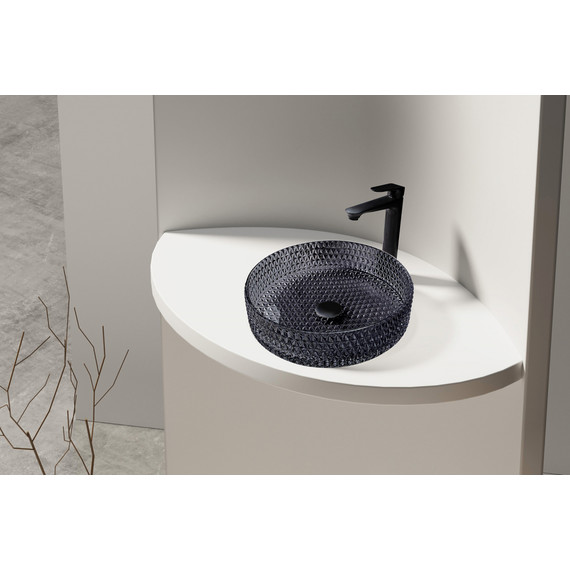 Раковина-чаша прозрачная Abber Glas 39 см AK2301B, чёрный - фото 2