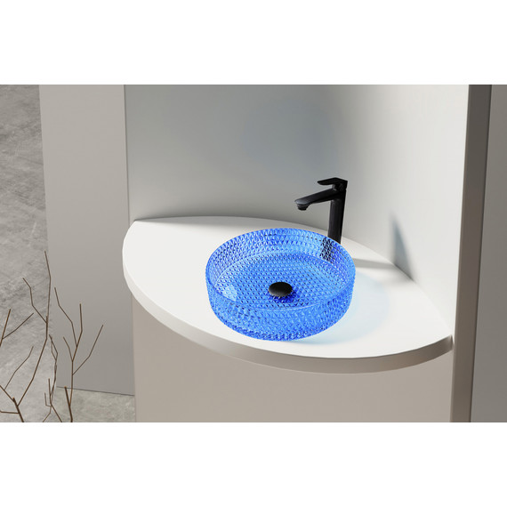 Раковина-чаша прозрачная Abber Glas 39 см AK2301DB, синий - фото 2