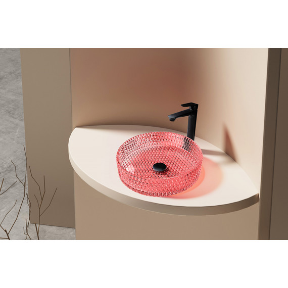 Раковина-чаша прозрачная Abber Glas 39 см AK2301OR, красный - фото 2