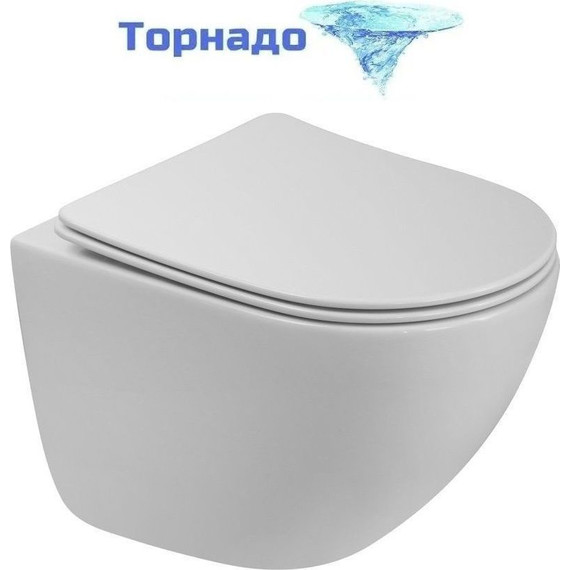 Унитаз подвесной безободковый BelBagno Amanda-Tor BB051CH-TOR-FC/SC (система смыва торнадо) с крышкой микролифт - фото 