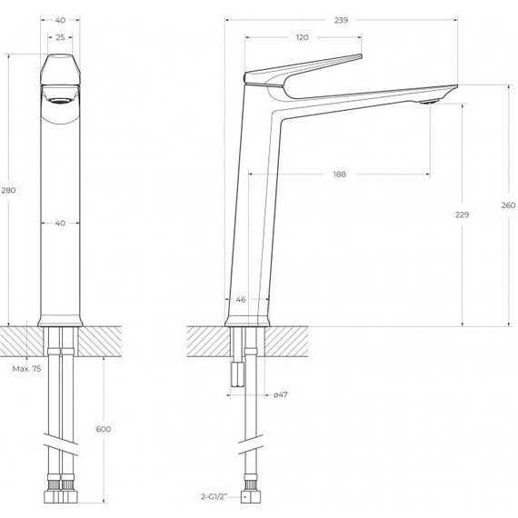 Смеситель для раковины высокий Cezares LINER-LC-01-W0 - фото 4