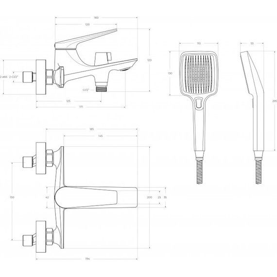 Смеситель для ванны Cezares LINER-VD-GM, оружейная сталь, Цвет производителя: оружейная сталь - фото, картинка 5 Смеситель для ванны Cezares LINER-VD-GM, оружейная сталь, Цвет производителя: оружейная сталь - фото 5