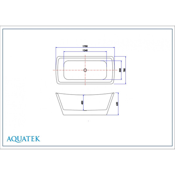 Ванна отдельностоящая Aquatek Верса 170x78 см AQ-4777, Размер - мм: 1700х800 - фото 8