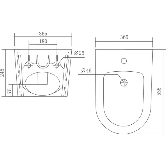 Биде подвесное Aquatek Оберон/Бетта AQ0516-00 - фото 3