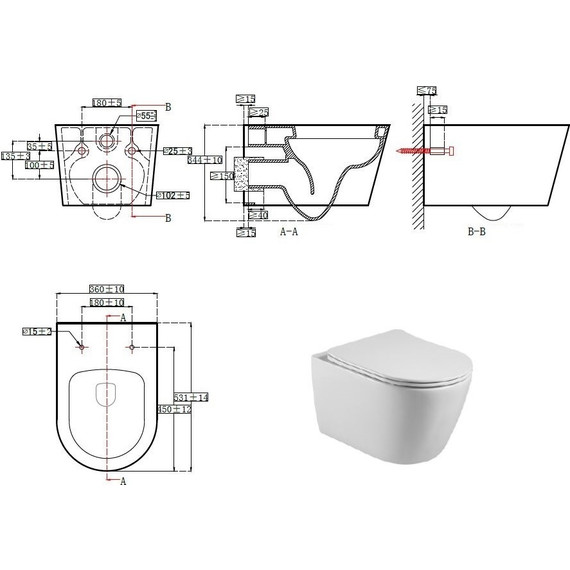 Унитаз подвесной безободковый Aquatek Бетта AQ1253W-00 с крышкой микролифт - фото 9