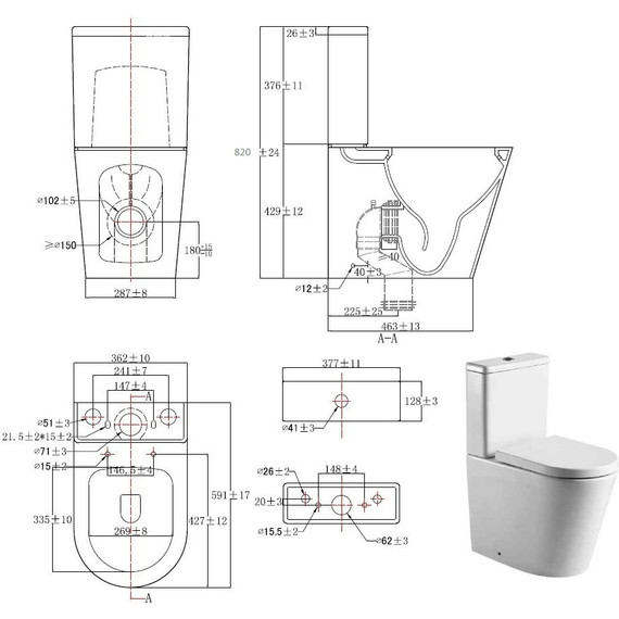 Унитаз-компакт безободковый Aquatek Оберон AQ1273S-00 с крышкой микролифт - фото 2