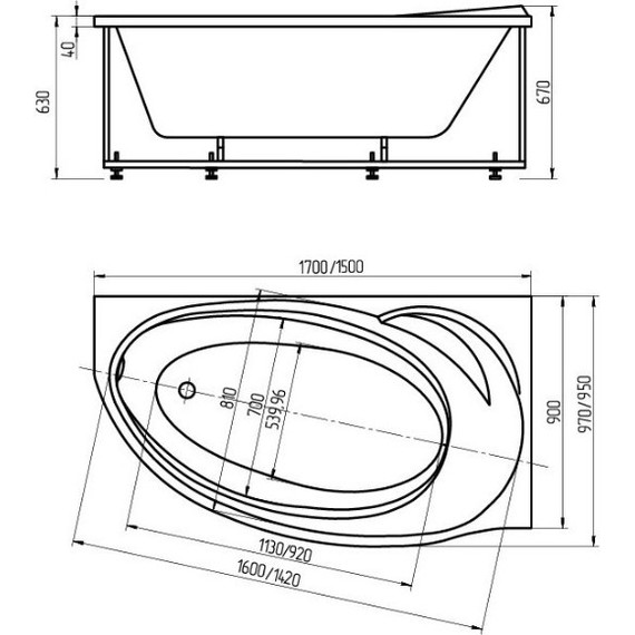 Ванна акриловая Aquatek Бетта R 150x95 см BET150-0000008, Размер - мм: 1500х950 - фото, картинка 5 Ванна акриловая Aquatek Бетта R 150x95 см BET150-0000008, Размер - мм: 1500х950 - фото 5