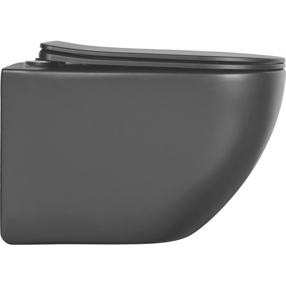 Унитаз подвесной безободковый Aquatek Европа AQ1901-MB с тонкой крышкой микролифт, чёрный, Цвет производителя: чёрный - фото, картинка 4 Унитаз подвесной безободковый Aquatek Европа AQ1901-MB с тонкой крышкой микролифт, чёрный, Цвет производителя: чёрный - фото 4