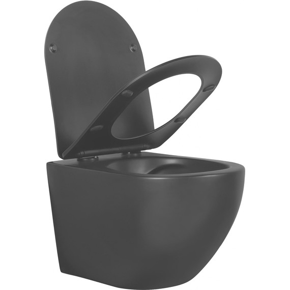 Унитаз подвесной безободковый Aquatek Европа AQ1901-MB с тонкой крышкой микролифт, чёрный, Цвет производителя: чёрный - фото, картинка 3 Унитаз подвесной безободковый Aquatek Европа AQ1901-MB с тонкой крышкой микролифт, чёрный, Цвет производителя: чёрный - фото 3