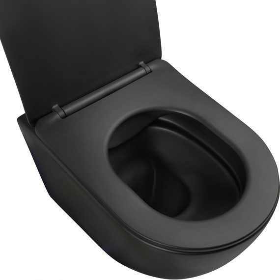 Унитаз подвесной безободковый Aquatek Европа AQ1901-MB с тонкой крышкой микролифт, чёрный, Цвет производителя: чёрный - фото, картинка 6 Унитаз подвесной безободковый Aquatek Европа AQ1901-MB с тонкой крышкой микролифт, чёрный, Цвет производителя: чёрный - фото 6