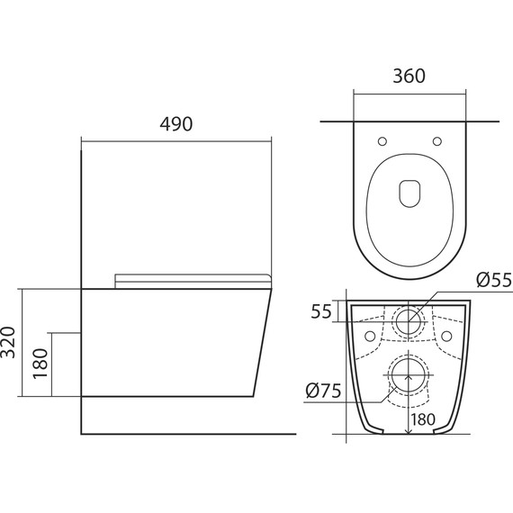 Унитаз подвесной безободковый Aquatek Вега AQ1904T-00 с тонкой крышкой микролифт (система смыва торнадо) - фото 19