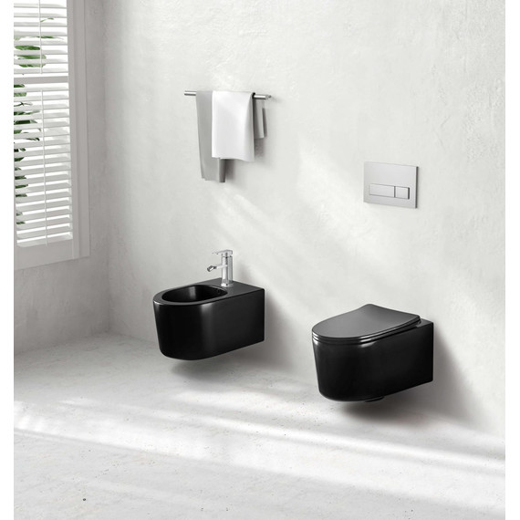 Унитаз подвесной безободковый Aquatek Мия AQ2004-MB, чёрный матовый с крышкой микролифт, Цвет производителя: чёрный матовый - фото 5