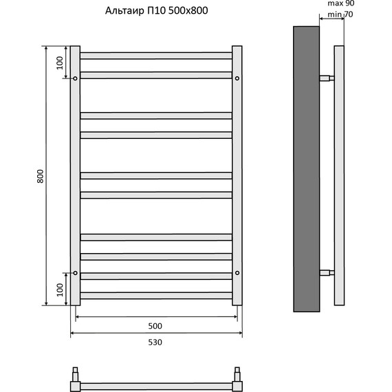 Полотенцесушитель водяной Aquatek Альтаир П10 500х800 мм AQ KK1080CH - фото 8