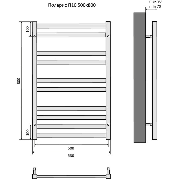 Полотенцесушитель водяной Aquatek Поларис П10 500х800 мм AQ KO1080CH - фото 8