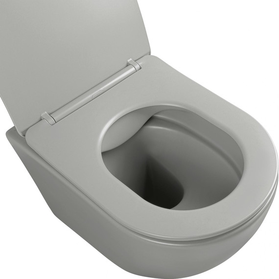 Унитаз подвесной безободковый Aquatek Европа AQ1901-MG с тонкой крышкой микролифт, серый матовый, Цвет производителя: серый - фото 6