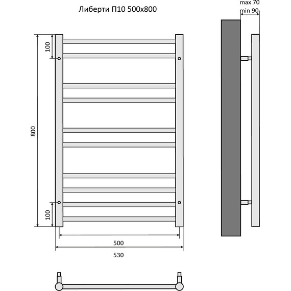 Полотенцесушитель водяной Aquatek Либерти П10 500х800 мм AQ RR1080CH - фото 8