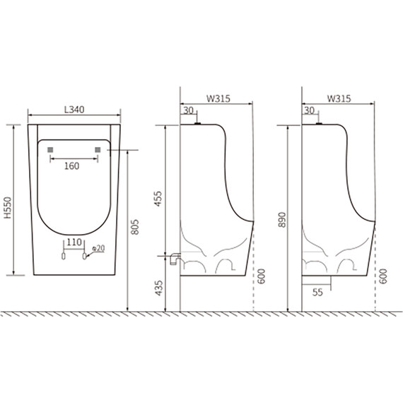 Писсуар подвесной Aquatek AQ3040-F-00 - фото 2