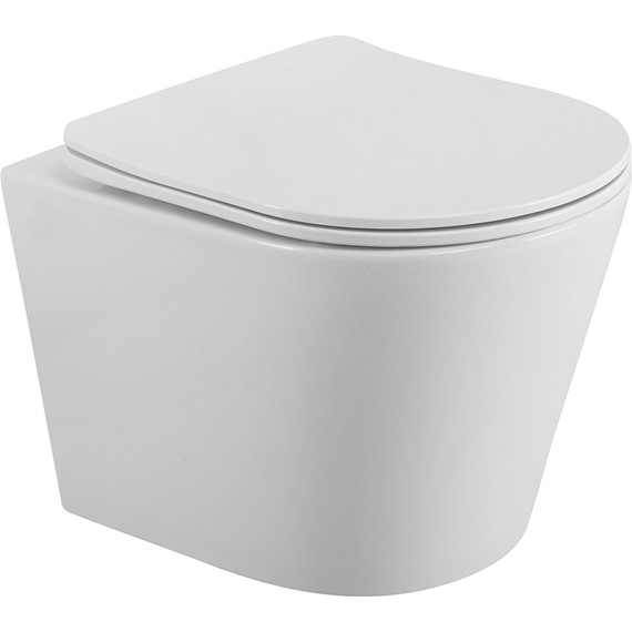 Унитаз подвесной безободковый BelBagno Flay-R BB053CHR/SC с крышкой микролифт - фото 