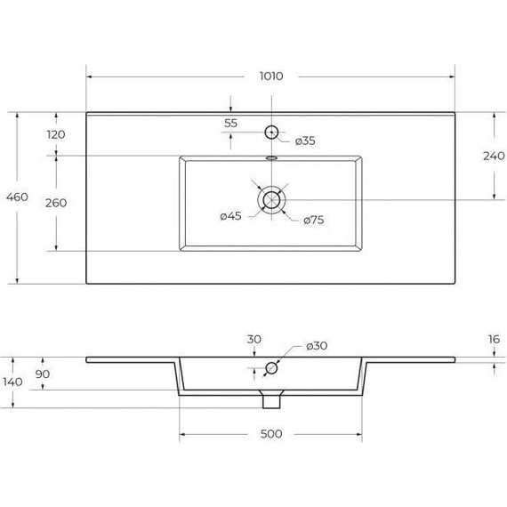 Тумба подвесная с раковиной Cezares PLANE-1000-2C-SO-BL 100 см (раковина CZR-8002-100) bianco lucido - фото 6