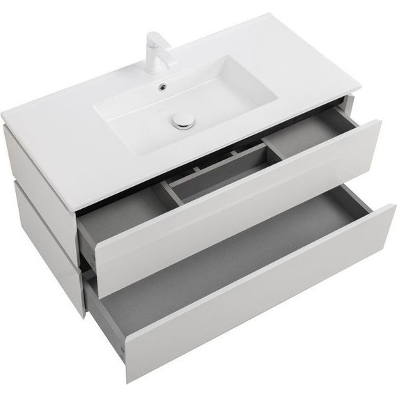 Тумба подвесная с раковиной Cezares PLANE-1000-2C-SO-BL 100 см (раковина CZR-8070-100) bianco lucido - фото 3