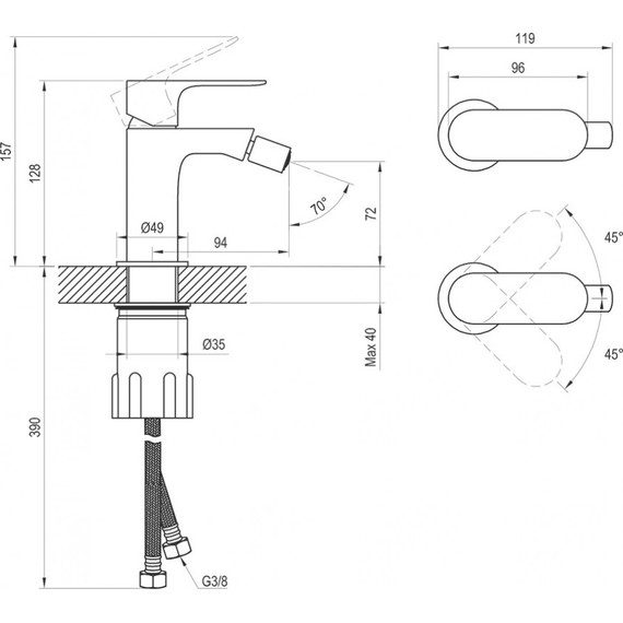 Смеситель для биде Ravak Eleganta EL 056.00CR X070215 - фото 2